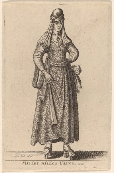 Türk kadını saray mensubu by Wenceslaus Hollar