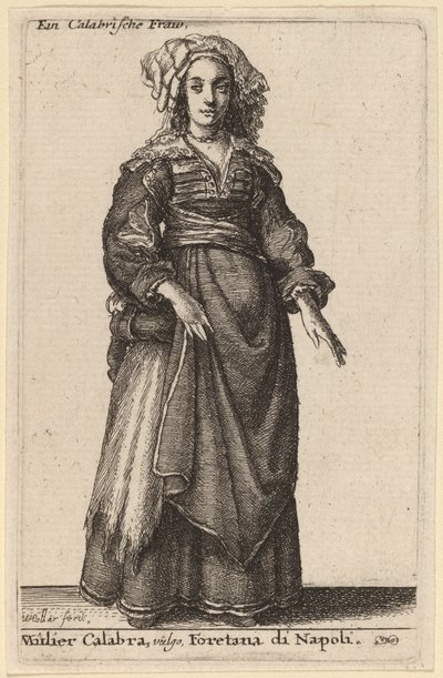 Mulier Calabra, Vulgo, Napoli Foretana by Wenceslaus Hollar