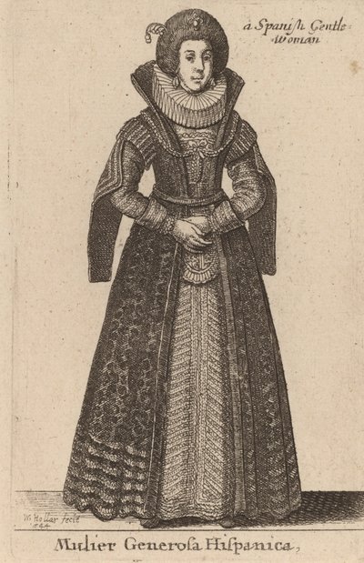 İspanyol Soylu Kadın, 1644 by Wenceslaus Hollar