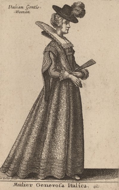 Asil İtalyan kadını. by Wenceslaus Hollar
