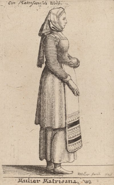 Matrisanalı kadın, 1649 by Wenceslaus Hollar