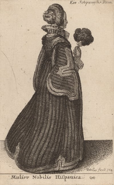 Ünlü bir İspanyol kadın, muhtemelen 1649 by Wenceslaus Hollar