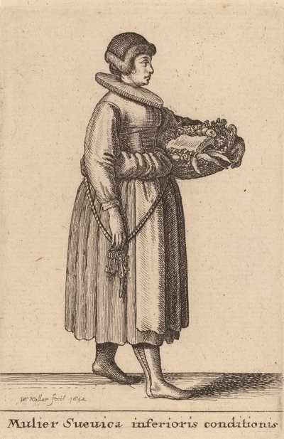 Düşük kondisyonlu İsveçli kadın, 1642 by Wenceslaus Hollar
