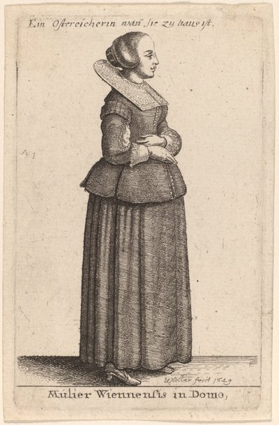 Evdeki Viyanalı kadın by Wenceslaus Hollar