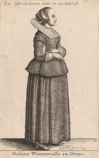 Evdeki Viyanalı kadın, 1649 by Wenceslaus Hollar