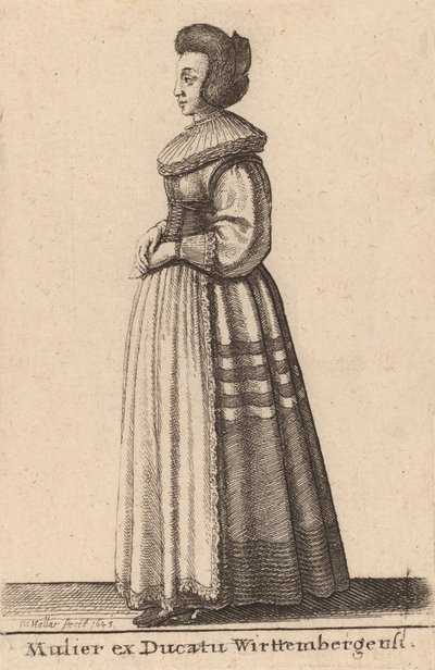 Wirttemberg Dükalığı Kadını, 1643 by Wenceslaus Hollar