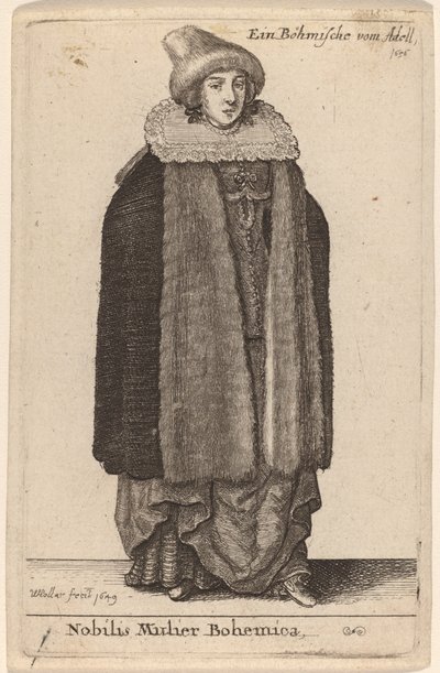 Ünlü Çek kadın by Wenceslaus Hollar