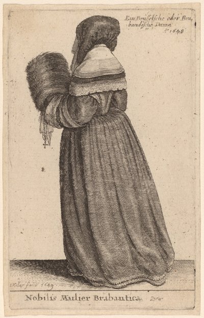 Ünlü Brabantica kadını by Wenceslaus Hollar