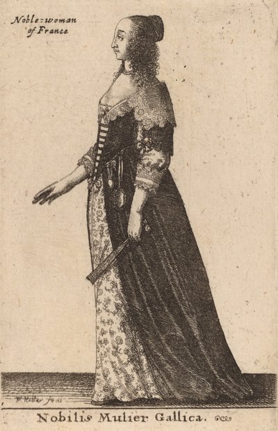 Ünlü bir Fransız kadın. by Wenceslaus Hollar