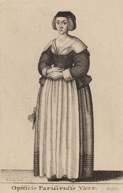 Parisli bir işçinin karısı, 1643 by Wenceslaus Hollar