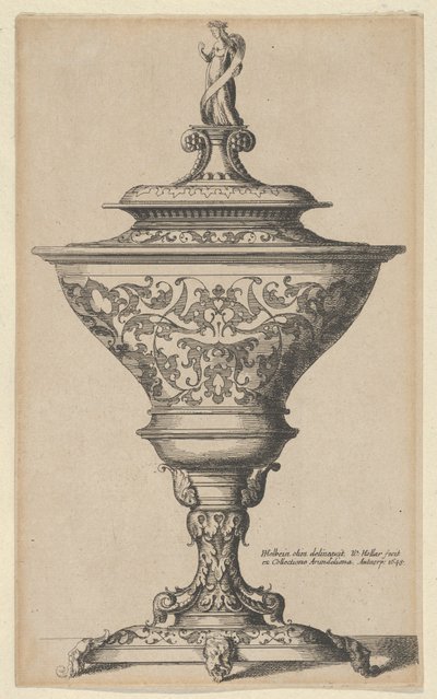 Maskelerin ayaklarında süslü kadeh, 1645., 1645. by Wenceslaus Hollar