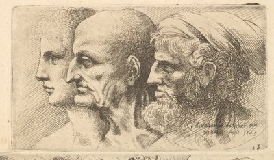 Soldan profilde üç başlı sıra, 1645. by Wenceslaus Hollar