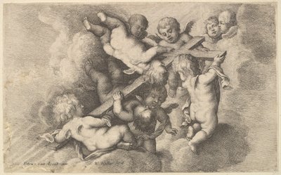 Haçı taşıyan yedi putti, 1646. by Wenceslaus Hollar