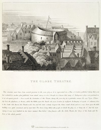 The Globe Theatre, c.1647, Robert Wilkinson tarafından yayınlandı, Londra, 1810 by Wenceslaus Hollar