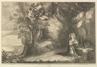 Diz çökmüş Magdalen, 1625-77. by Wenceslaus Hollar