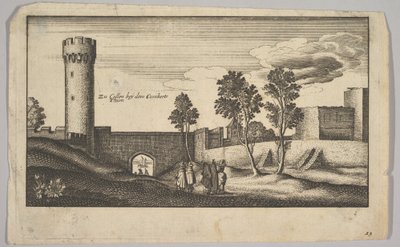 Köln yakınlarındaki Kunibert Kulesi kopyası, 1625-77. by Wenceslaus Hollar