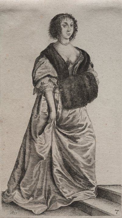 Asaletten Taşralı Kadınlara İngiliz Kadınlarının Çeşitli Alışkanlıkları, 1639. by Wenceslaus Hollar