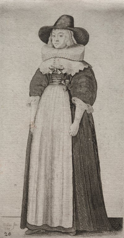 Asaletten Taşra Kadınına İngiliz Kadınlarının Çeşitli Alışkanlıkları..., 1640. by Wenceslaus Hollar