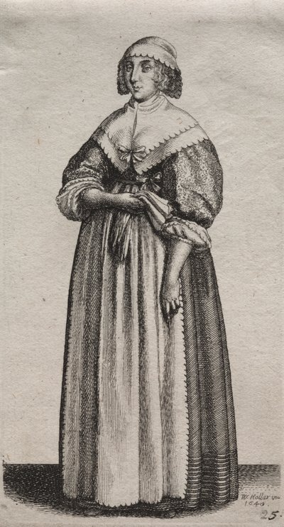 Asaletten Taşra Kadınına Kadar İngiliz Kadınlarının Bu Dönemde Olduğu Çeşitli Alışkanlıkları: Eldivenli Kadın by Wenceslaus Hollar