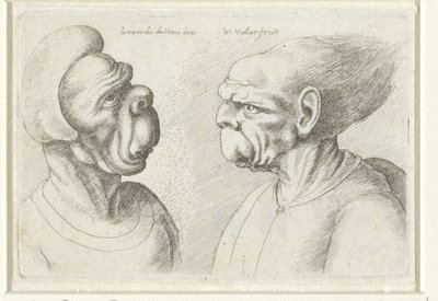 İki deforme kafa Varie figurae et probae (seri başlığı) Leonardo da Vinci