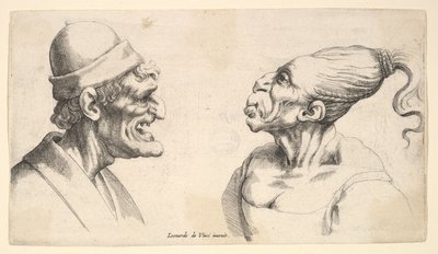 İki deforme kafa, 1625-77. by Wenceslaus Hollar