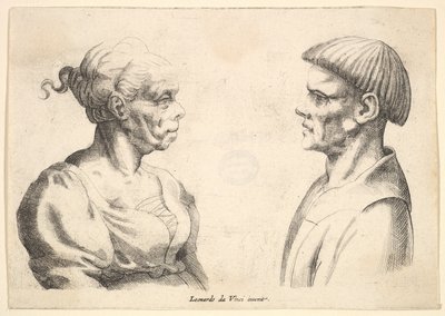 İki kafa, 1625-77. by Wenceslaus Hollar
