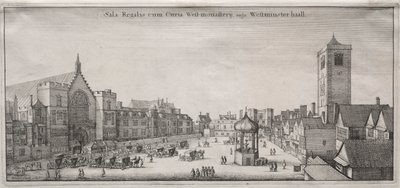 Londra Görünümü: Westminster Hall ile New Palace Yard ve Saat Evi by Wenceslaus Hollar