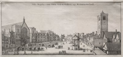 Londra'nın görünümü: Westminster Hall ile New Palace Yard ve Clock House, 1647. by Wenceslaus Hollar