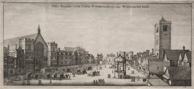 Londra Manzaraları: Westminster Hall ile New Palace Yard ve Clock House, 1647. by Wenceslaus Hollar