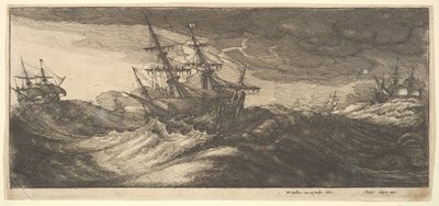 Savaş gemisi ve fışkırtan bir balina, 1665. by Wenceslaus Hollar
