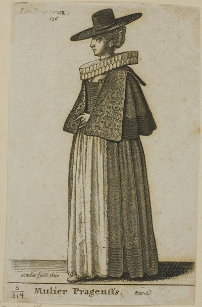 Praglı kadın by Wenceslaus Hollar