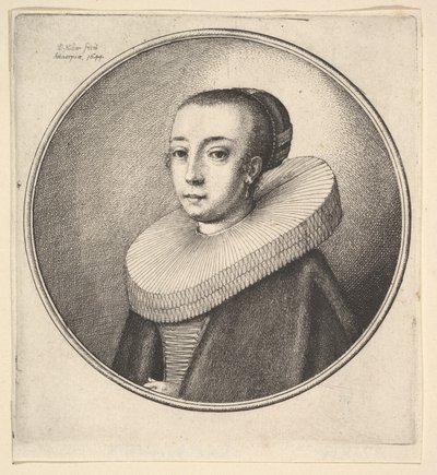 Yuvarlak dantel fırfırlı kadın, 1644. by Wenceslaus Hollar