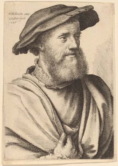 Sağa Bakan Sakallı Adam (Hans Holbein?) by Wenceslaus Hollar after Hans Holbein the Younger