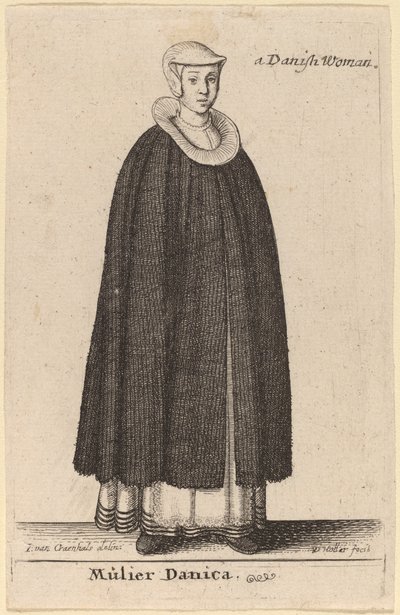 Danimarkalı kadın by Wenceslaus Hollar after Hendrik J. van Craenhals