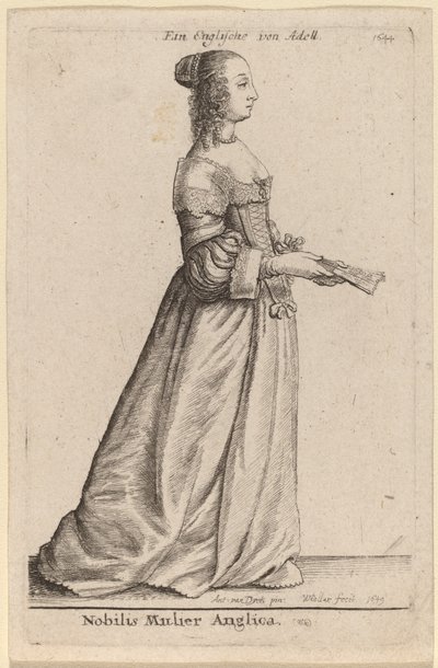 Ünlü İngiliz kadın by Wenceslaus Hollar after Sir Anthony van Dyck