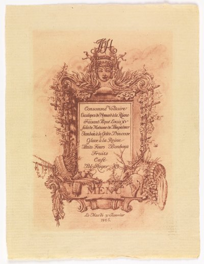 31 Ocak 1905 James Hazen Hyde Tarafından Verilen Balonun Menüsü by Whitney Warren Jr.