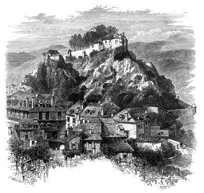 Lourdes Kalesi, Fransa, 19. yüzyıl. by Whymper