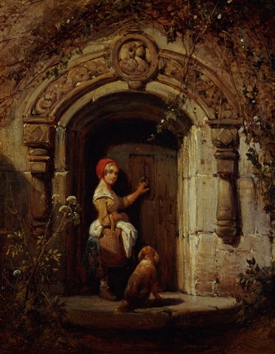 Kırmızı Başlıklı Kız (karton üzerine yağlı boya) by Wijnand Joseph Nuyen