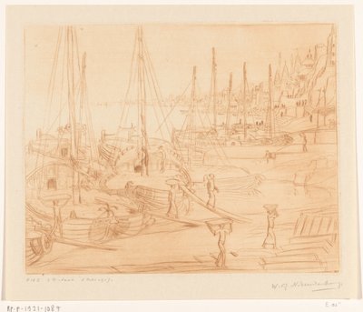 Benares'te Ganj kıyısında demirleyen gemiler Boşaltma Gemileri II (orijinal başlık) by Wijnand Otto Jan Nieuwenkamp (signed by artist)