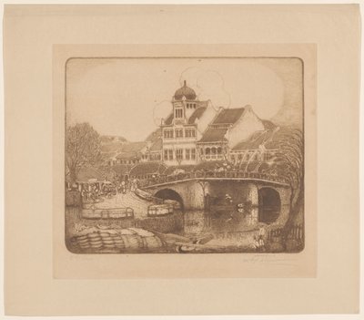 Sluyters & Co. firmasının ofis binası Kali Besar Batavia (orijinal başlık) by Wijnand Otto Jan Nieuwenkamp (signed by artist)