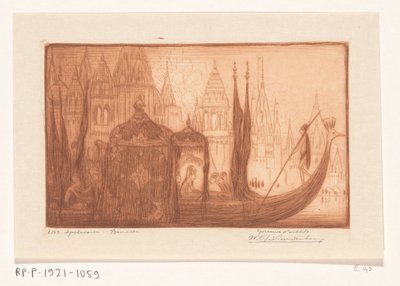 Benares Spelevaren, Benares'te Ganj Nehri üzerinde eğlence teknesi (orijinal başlık) by Wijnand Otto Jan Nieuwenkamp (signed by artist)