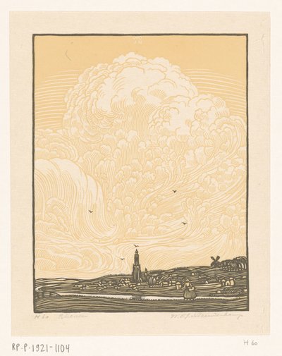 Rhenen (nesne üzerindeki orijinal başlık) by Wijnand Otto Jan Nieuwenkamp (signed by artist)