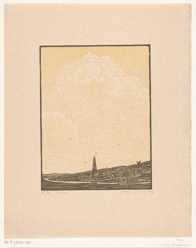 Rhenen (nesne üzerindeki orijinal başlık) by Wijnand Otto Jan Nieuwenkamp (signed by artist)