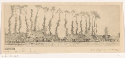 Haarlemmermeer'deki evlerin arkasındaki sıra sıra ağaçlar Haarlemmermeer'de (orijinal başlık) by Wijnand Otto Jan Nieuwenkamp (signed by artist)