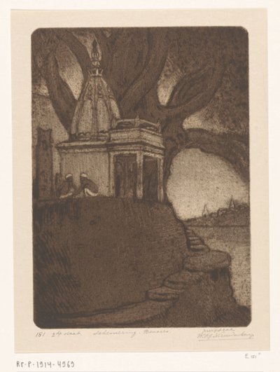 Geceleri Benares Tapınağı Sunset, Benares (orijinal başlık) by Wijnand Otto Jan Nieuwenkamp (signed by artist)