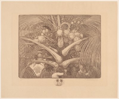 Hindistan cevizi ağacının tepesi Tropenweelde (nesne üzerindeki orijinal başlık) by Wijnand Otto Jan Nieuwenkamp (signed by artist)