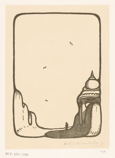 Madurai Tapınağı kapısı Madura'da bir tapınak kapısına giden yol (orijinal başlık) by Wijnand Otto Jan Nieuwenkamp (signed by artist)