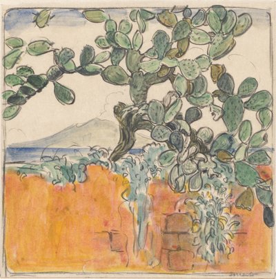 Sorrento'dan Kaktüslü Vezüv Yanardağı'nın görünümü by Wijnand Otto Jan Nieuwenkamp