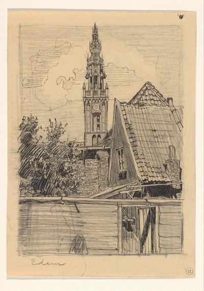 Edam'daki Meryem Ana Kilisesi'nin Oyun Kulesi'nin görünümü by Wijnand Otto Jan Nieuwenkamp