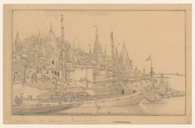 Benares'te gemilerle nehir kıyısı by Wijnand Otto Jan Nieuwenkamp